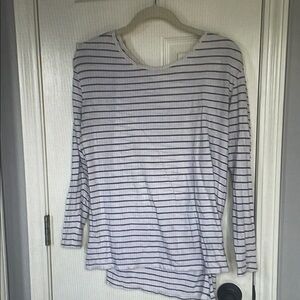Classic White & Navy Striped Long-Sleeve Tee